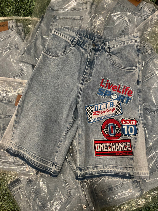 OneChanceTheBrand "Nascar" Jean shorts