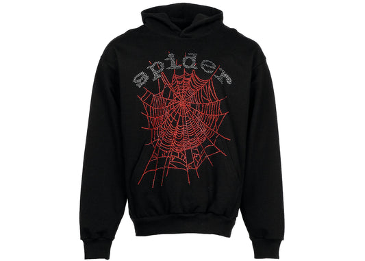 Sp5der OG Black Rhinestone hoodie